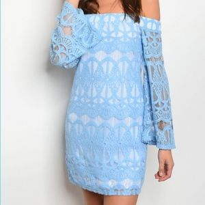 Sky Blue Off Shoulder Dress